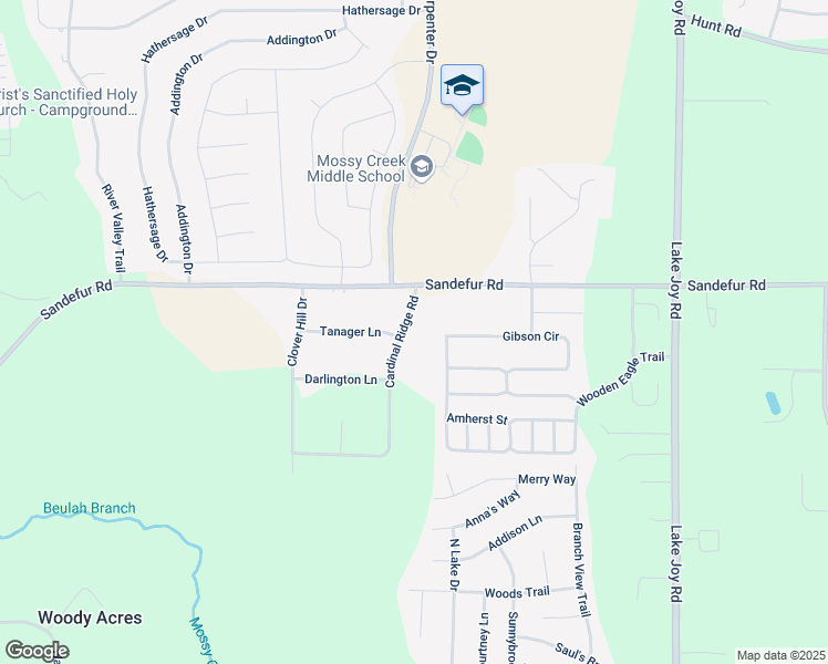 map of restaurants, bars, coffee shops, grocery stores, and more near 106 Cardinal Ridge Road in Kathleen