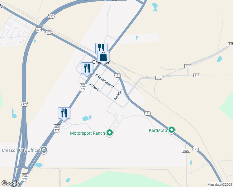 map of restaurants, bars, coffee shops, grocery stores, and more near 214 South Broadway Street in Cresson