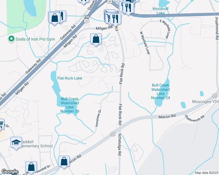 map of restaurants, bars, coffee shops, grocery stores, and more near 5910 Ironstone Drive in Columbus
