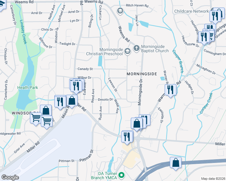 map of restaurants, bars, coffee shops, grocery stores, and more near 5937 Lawson St in Columbus