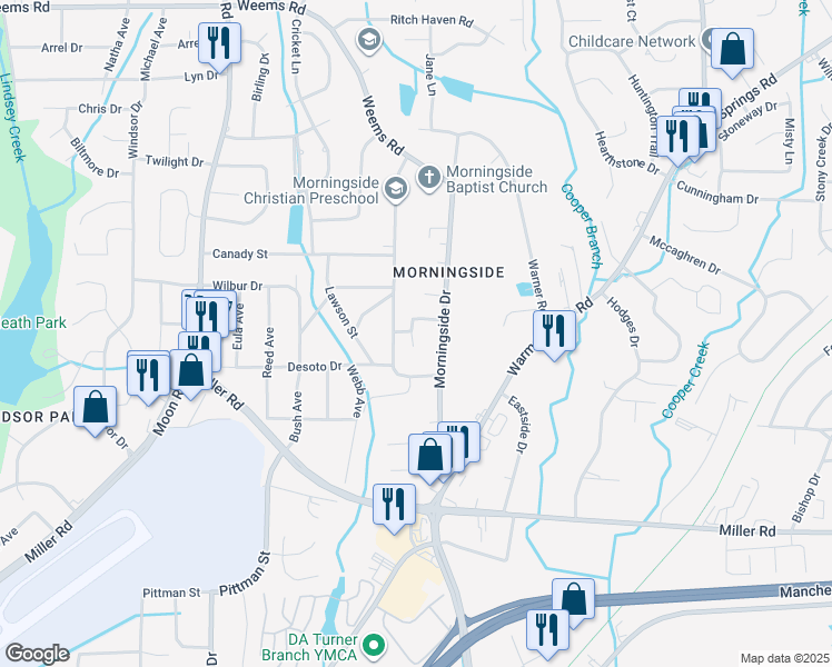 map of restaurants, bars, coffee shops, grocery stores, and more near 5920 Westview Drive in Columbus