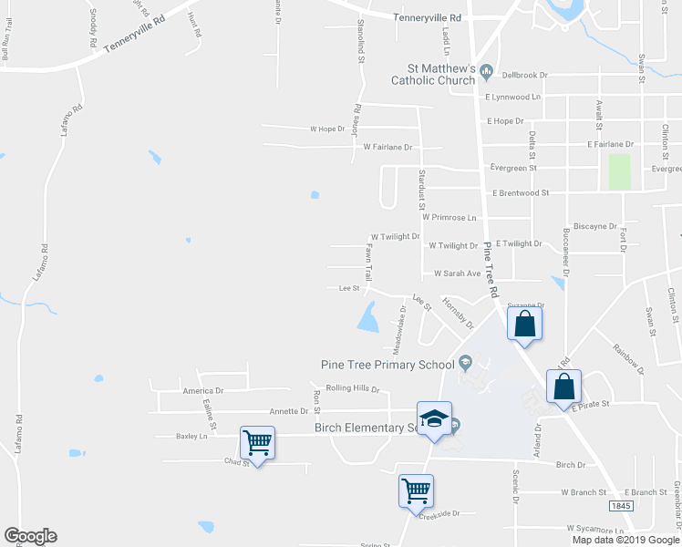 map of restaurants, bars, coffee shops, grocery stores, and more near 2111 Shady Trail in Longview