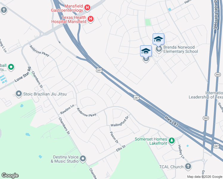 map of restaurants, bars, coffee shops, grocery stores, and more near 2609 Creswick Drive in Venus