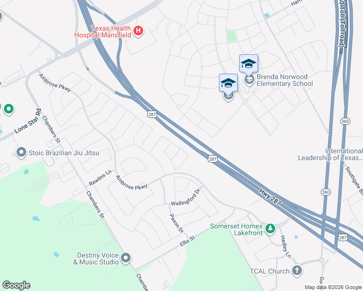 map of restaurants, bars, coffee shops, grocery stores, and more near 2609 Creswick Drive in Venus