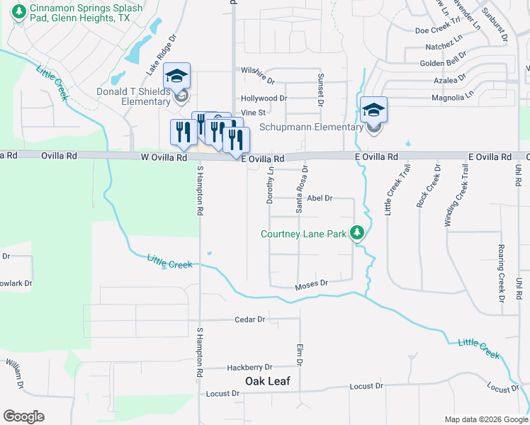 map of restaurants, bars, coffee shops, grocery stores, and more near 3007 Dorothy Lane in Glenn Heights