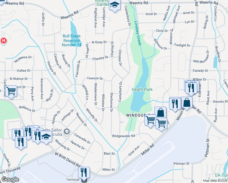 map of restaurants, bars, coffee shops, grocery stores, and more near 5903 Sherborne Drive in Columbus