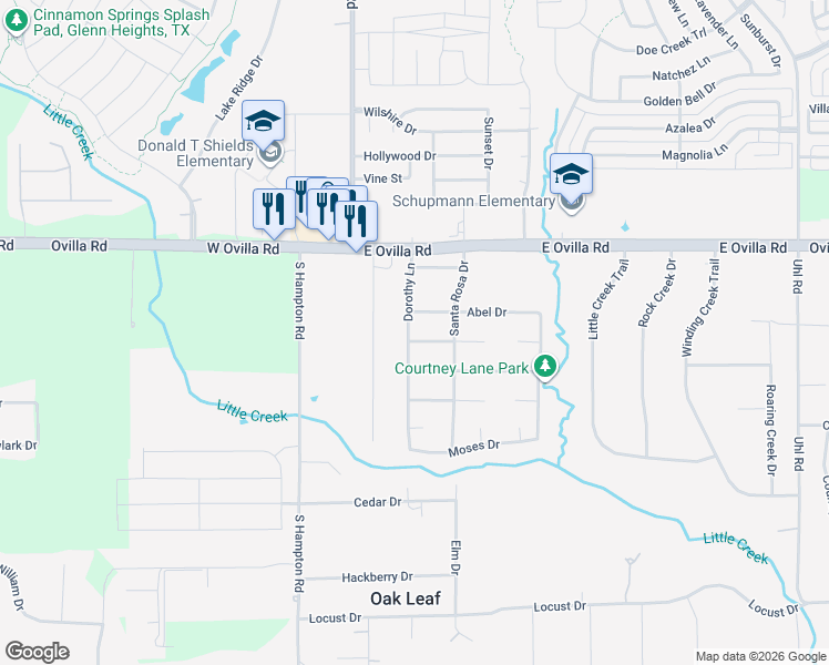map of restaurants, bars, coffee shops, grocery stores, and more near 3007 Dorothy Lane in Glenn Heights