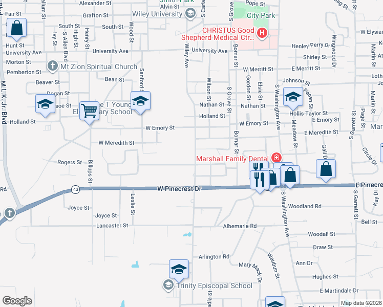 map of restaurants, bars, coffee shops, grocery stores, and more near 1803-1999 Rosborough Springs Rd in Marshall