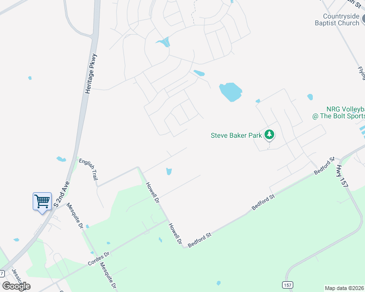 map of restaurants, bars, coffee shops, grocery stores, and more near 2605 Howell Drive in Venus