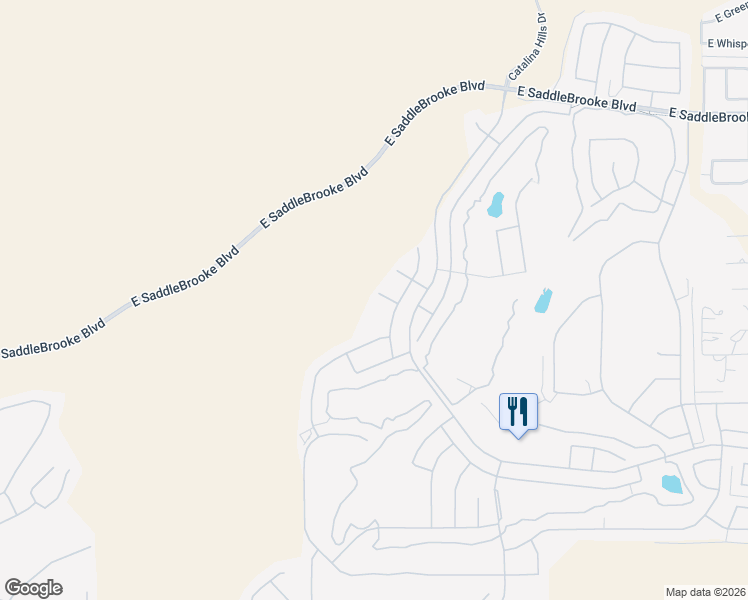 map of restaurants, bars, coffee shops, grocery stores, and more near 62273 East Moon Crest Court in Tucson