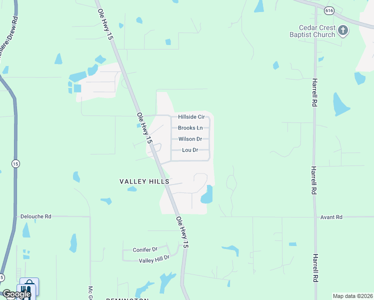 map of restaurants, bars, coffee shops, grocery stores, and more near 112 Lou Drive in West Monroe