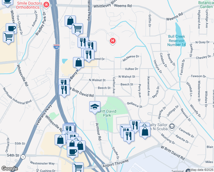 map of restaurants, bars, coffee shops, grocery stores, and more near 5716 Winsloe Avenue in Columbus