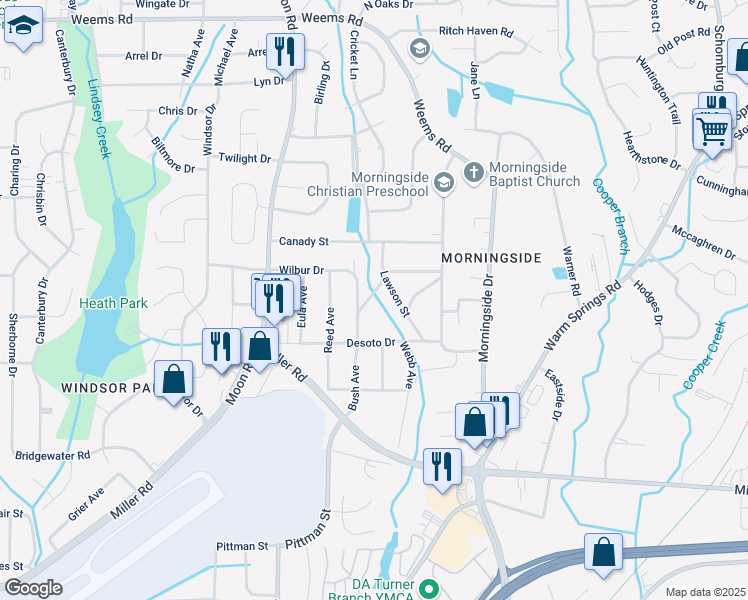 map of restaurants, bars, coffee shops, grocery stores, and more near 4318 Ansley Avenue in Columbus