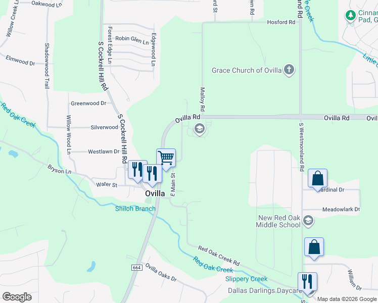 map of restaurants, bars, coffee shops, grocery stores, and more near 826 East Main Street in Ovilla