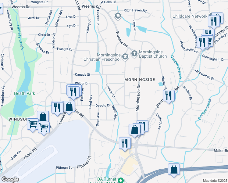 map of restaurants, bars, coffee shops, grocery stores, and more near 5943 Cecil Avenue in Columbus