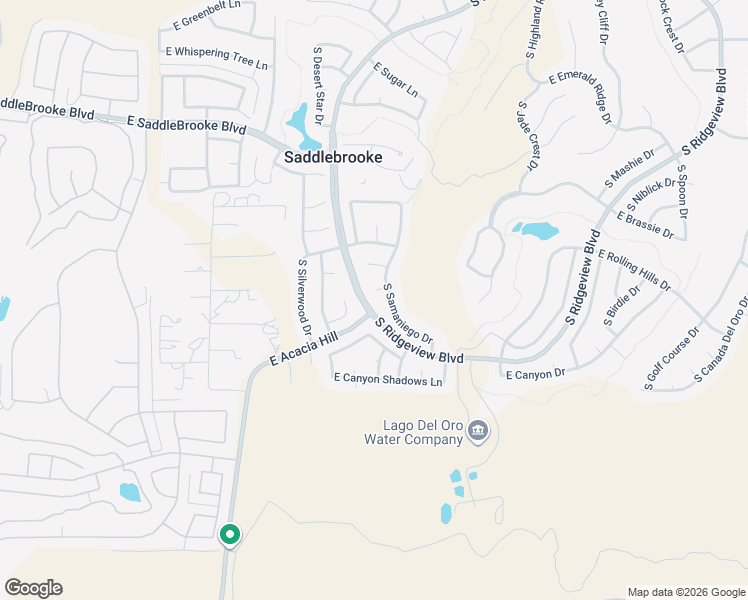 map of restaurants, bars, coffee shops, grocery stores, and more near 64417 East Rolling Rock Court in Tucson