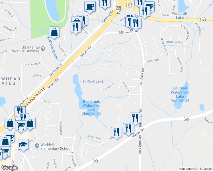 map of restaurants, bars, coffee shops, grocery stores, and more near 5868 Cobble Trail in Columbus