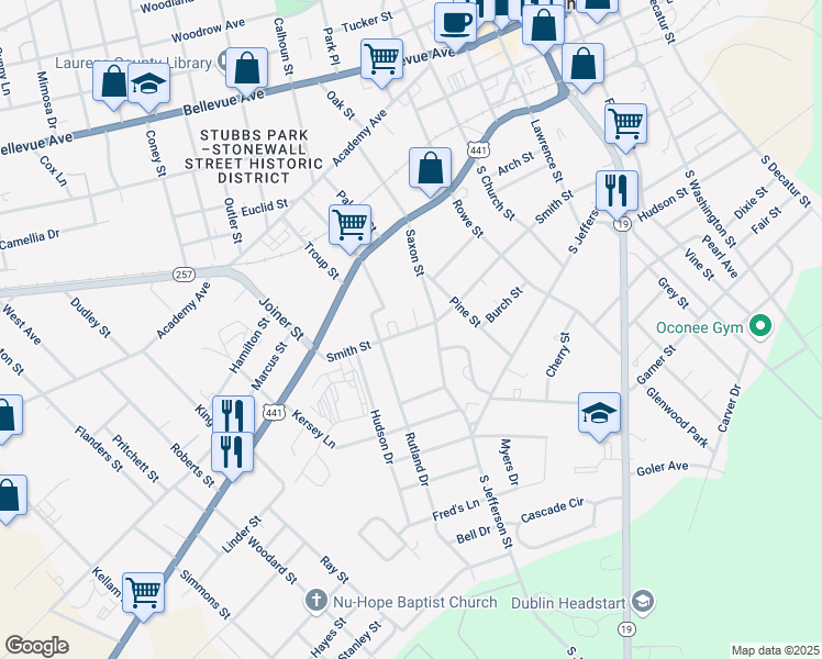 map of restaurants, bars, coffee shops, grocery stores, and more near 717 Smith Street in Dublin