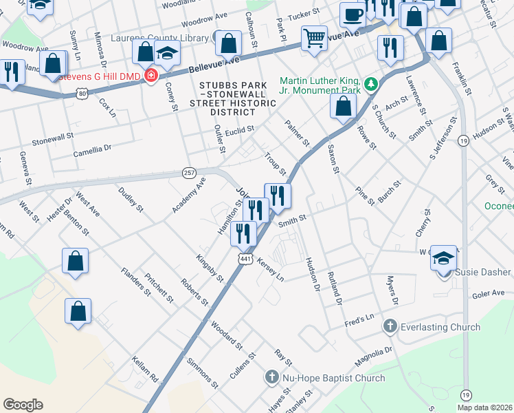 map of restaurants, bars, coffee shops, grocery stores, and more near 102 Marcus Street in Dublin