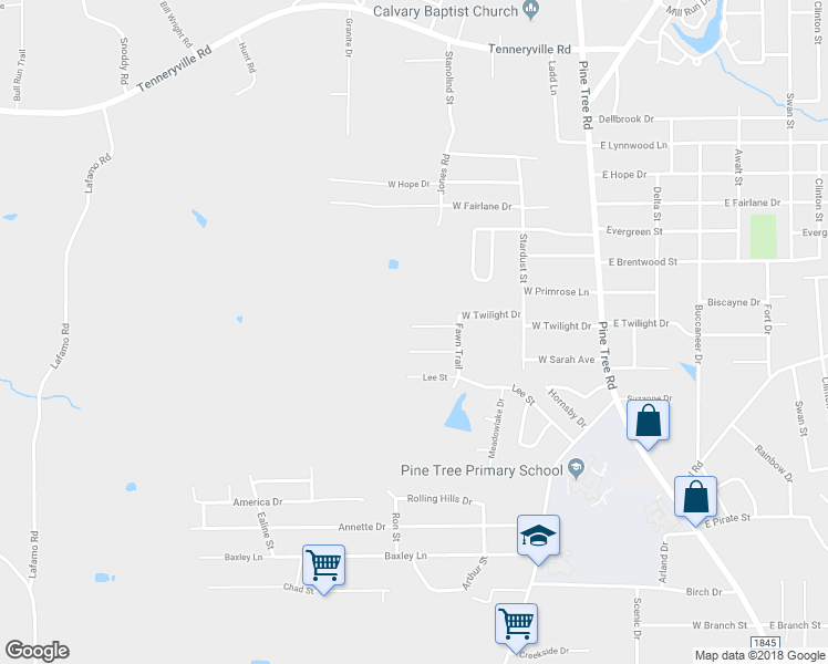 map of restaurants, bars, coffee shops, grocery stores, and more near 2111 Oak Hollow Street in Longview