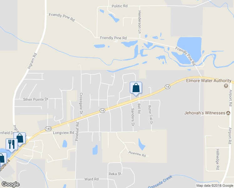 map of restaurants, bars, coffee shops, grocery stores, and more near 89 Brownstone Loop in Elmore