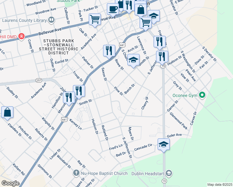 map of restaurants, bars, coffee shops, grocery stores, and more near 414 Pine Street in Dublin