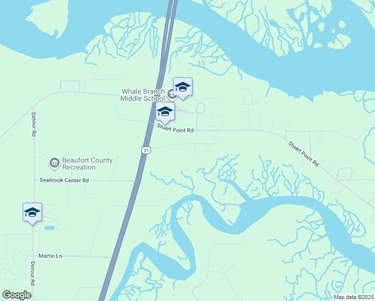 map of restaurants, bars, coffee shops, grocery stores, and more near 38 Stuart Point Road in Seabrook