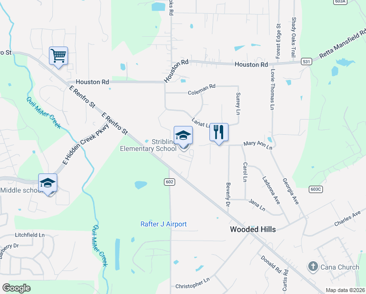 map of restaurants, bars, coffee shops, grocery stores, and more near 1881 East Renfro Street in Burleson