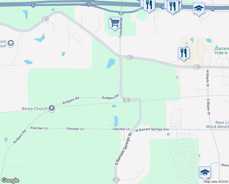 map of restaurants, bars, coffee shops, grocery stores, and more near 100 Rodgers Road in Ruston