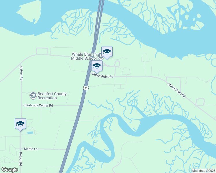 map of restaurants, bars, coffee shops, grocery stores, and more near 38 Stuart Point Road in Seabrook