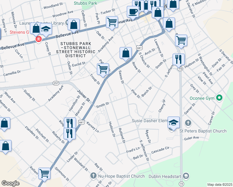 map of restaurants, bars, coffee shops, grocery stores, and more near 717 Smith Street in Dublin