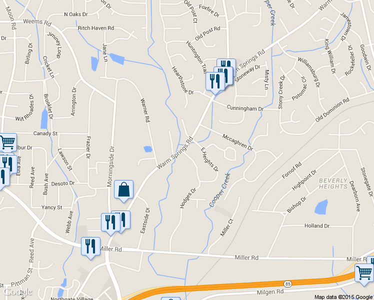 map of restaurants, bars, coffee shops, grocery stores, and more near 5940 Hodges Drive in Columbus
