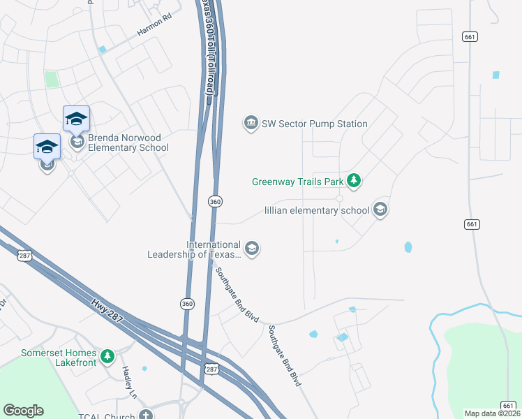 map of restaurants, bars, coffee shops, grocery stores, and more near Highway 360 in Midlothian