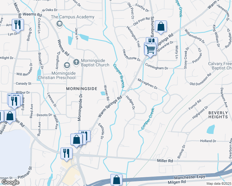 map of restaurants, bars, coffee shops, grocery stores, and more near 6015 Warm Springs Court in Columbus