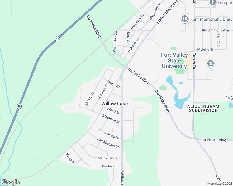 map of restaurants, bars, coffee shops, grocery stores, and more near 49 Powell Street in Fort Valley