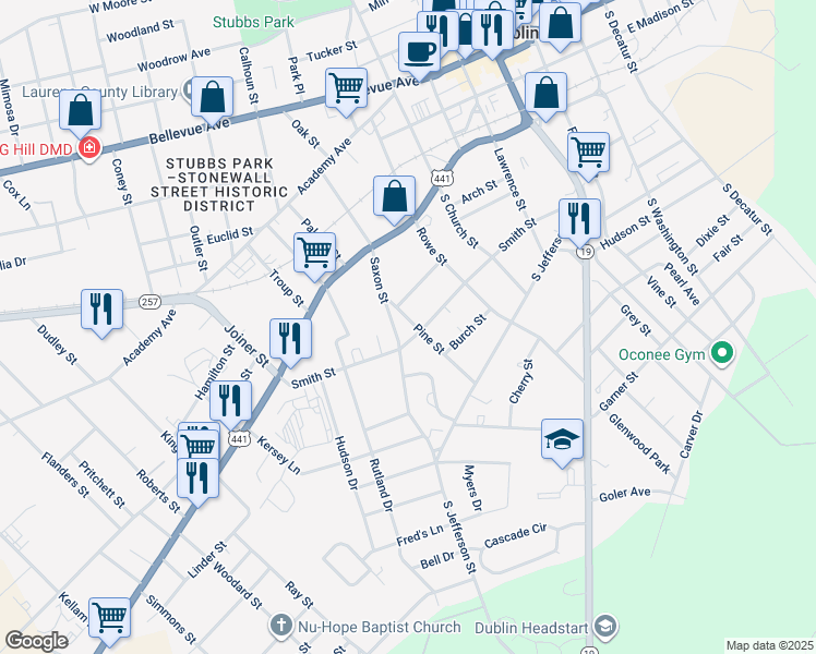 map of restaurants, bars, coffee shops, grocery stores, and more near 414 Pine Street in Dublin