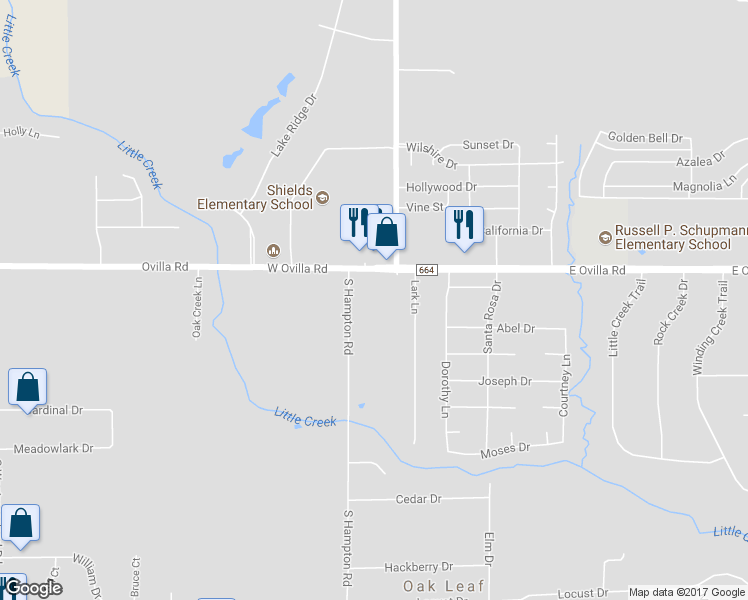 map of restaurants, bars, coffee shops, grocery stores, and more near 604 Hampton Road in Glenn Heights
