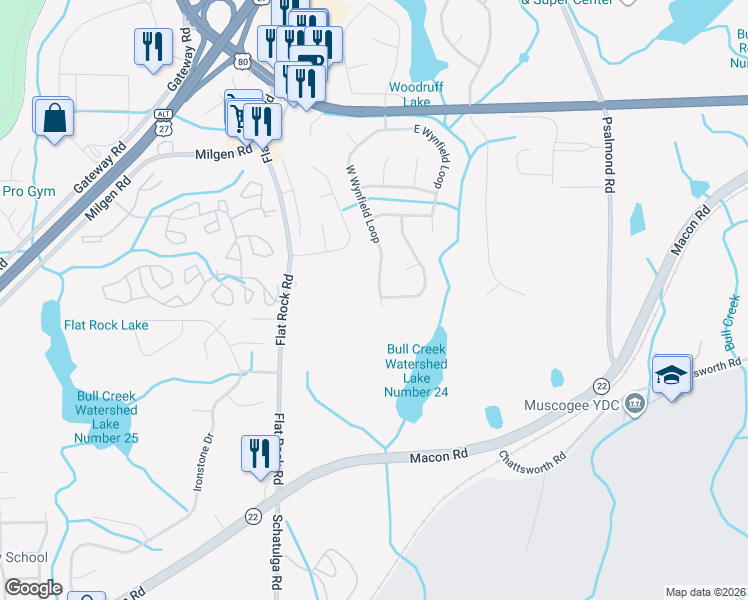 map of restaurants, bars, coffee shops, grocery stores, and more near 7107 West Wynfield Loop in Columbus