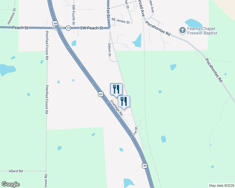 map of restaurants, bars, coffee shops, grocery stores, and more near 173 1st Street in Flora