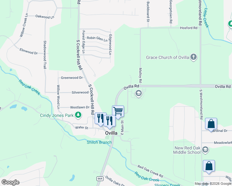 map of restaurants, bars, coffee shops, grocery stores, and more near 3313 Ovilla Road in Ovilla
