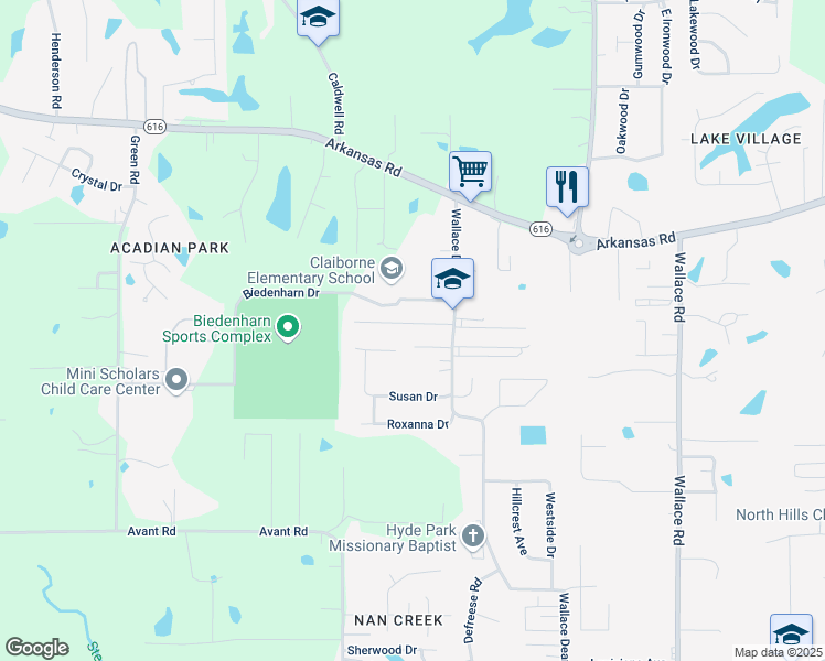 map of restaurants, bars, coffee shops, grocery stores, and more near 941 Wallace Dean Rd in West Monroe