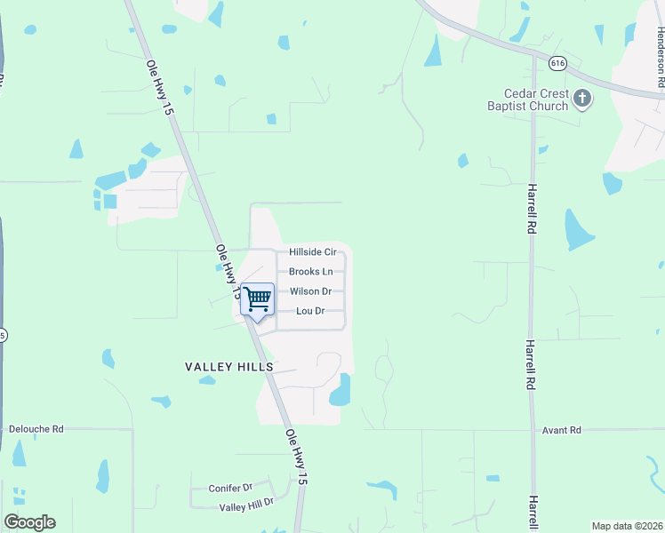 map of restaurants, bars, coffee shops, grocery stores, and more near 129 Wilson Drive in West Monroe
