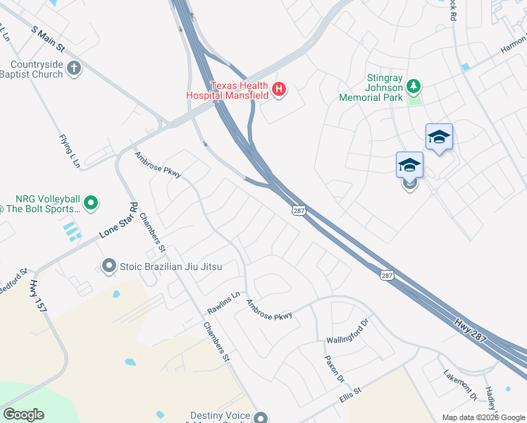 map of restaurants, bars, coffee shops, grocery stores, and more near 2621 Melrose Drive in Venus