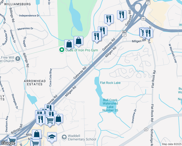 map of restaurants, bars, coffee shops, grocery stores, and more near 6347 Manchester Expressway in Columbus