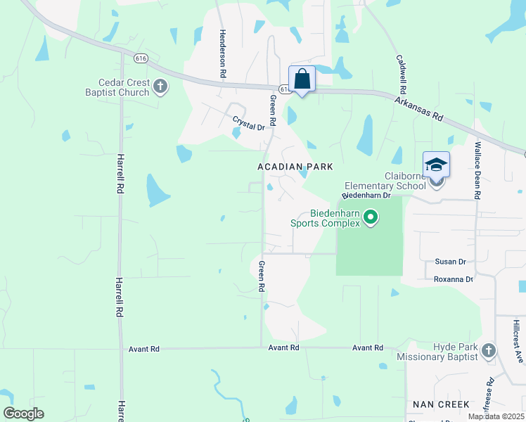 map of restaurants, bars, coffee shops, grocery stores, and more near 371 Green Rd in West Monroe