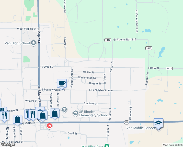 map of restaurants, bars, coffee shops, grocery stores, and more near 240 Alaska Street in Van
