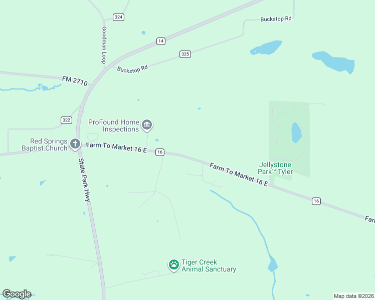 map of restaurants, bars, coffee shops, grocery stores, and more near 3123 Fm 16 E in Tyler