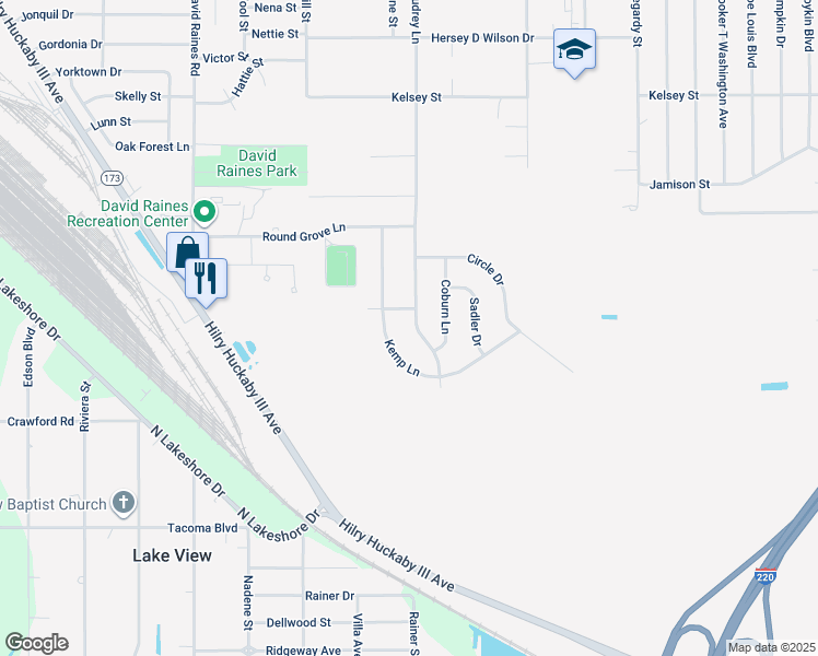 map of restaurants, bars, coffee shops, grocery stores, and more near 1362 Audrey Lane in Shreveport