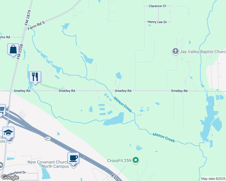 map of restaurants, bars, coffee shops, grocery stores, and more near 3100 Smelley Rd in Longview