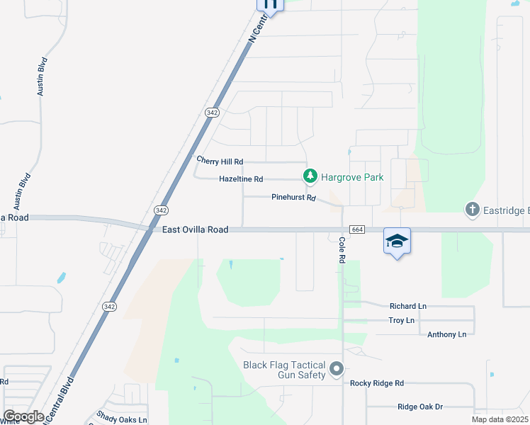 map of restaurants, bars, coffee shops, grocery stores, and more near 530 Hazeltine Road in Red Oak
